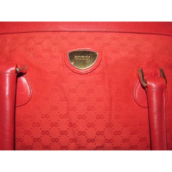 Gucci Boston Red Canvas And Leather Speedy Bag Small Logo Print Satchel - Picture 8 of 12